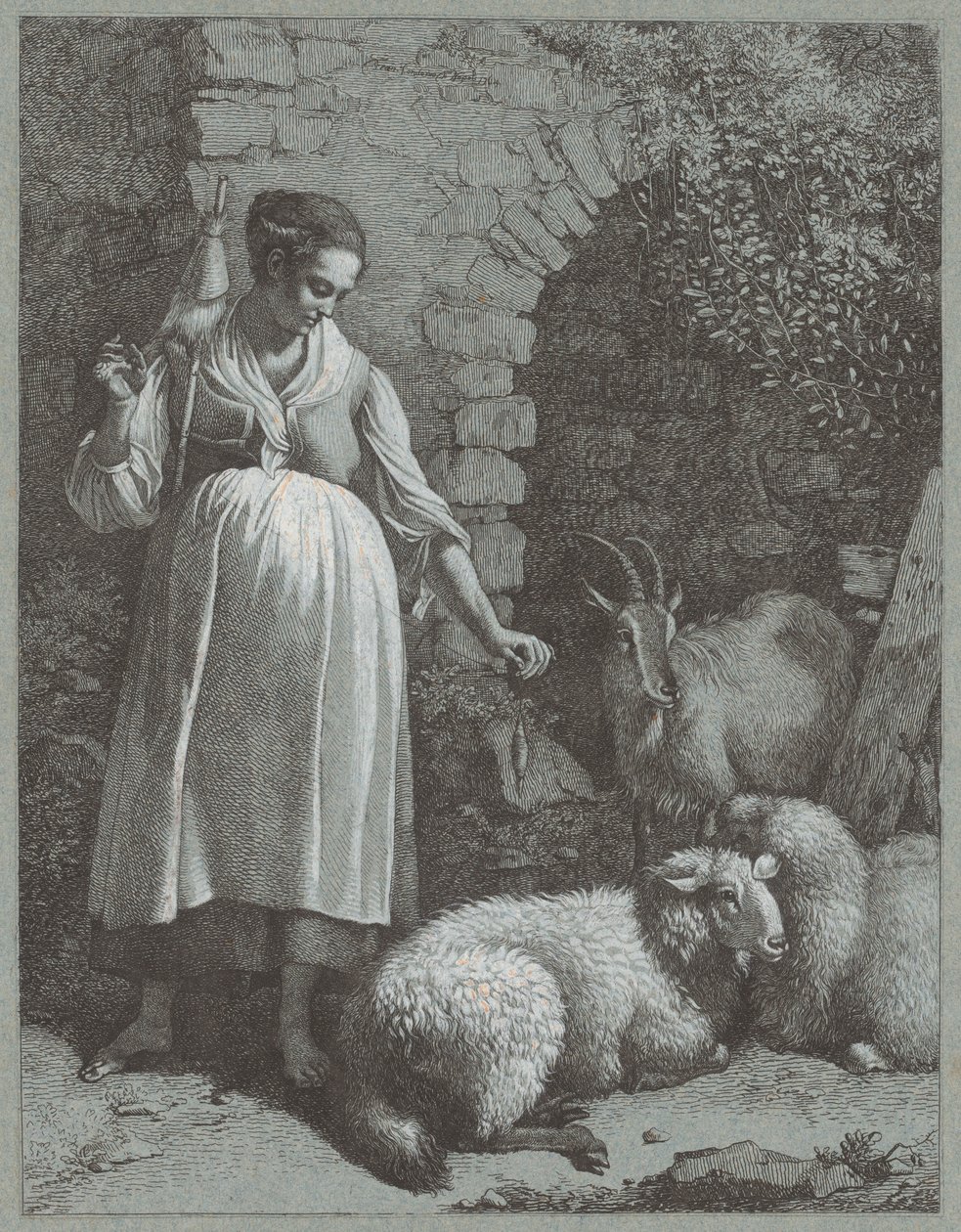 Kvinna som spinner garn vid en båge, 1764. av Francesco Londonio