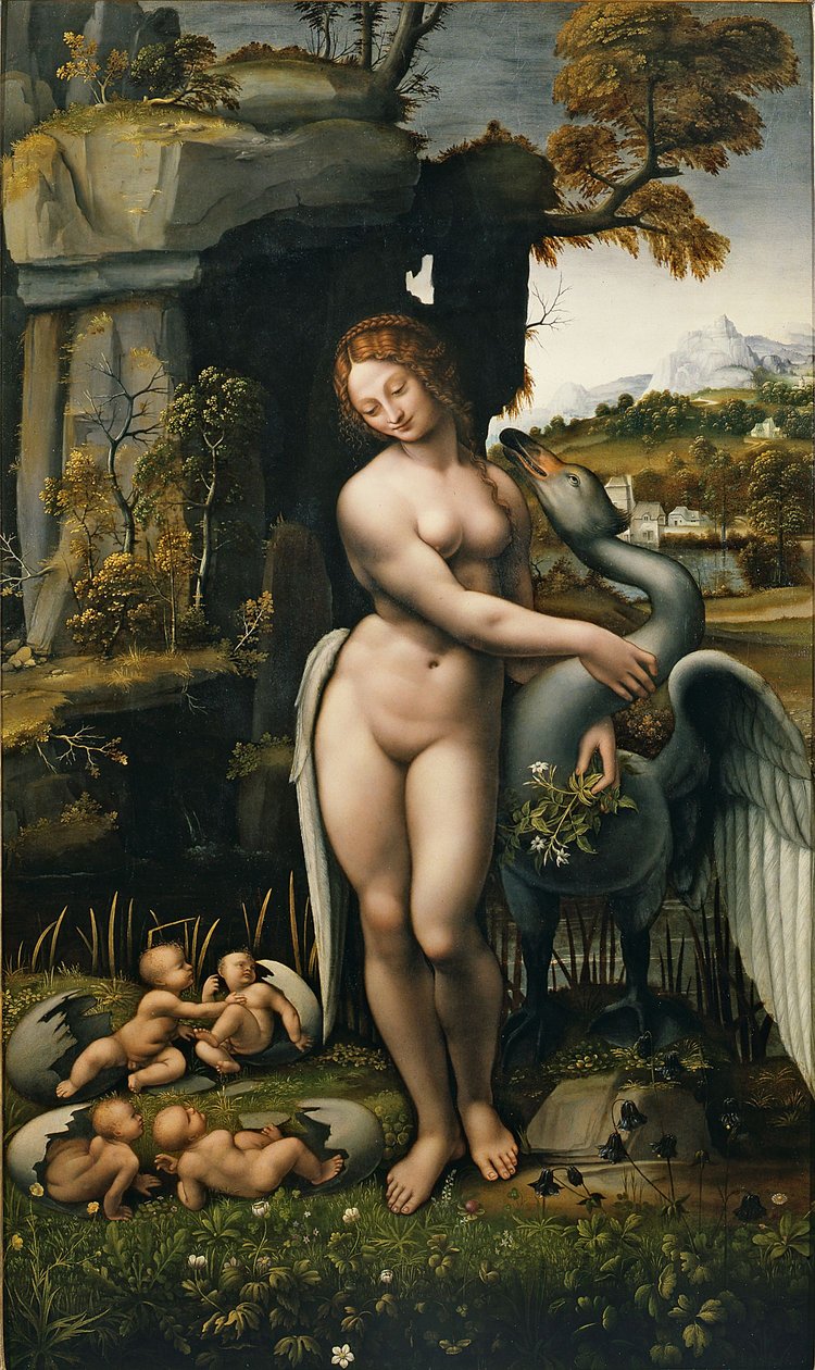 Leda och svanen av Francesco Melzi