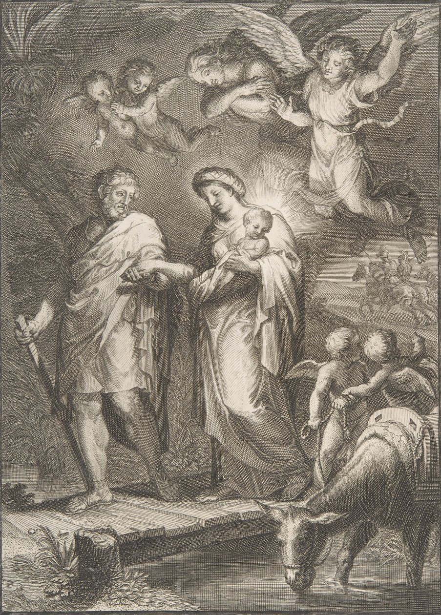 Flygningen till Egypten, 1700-. av Francesco Polanzani