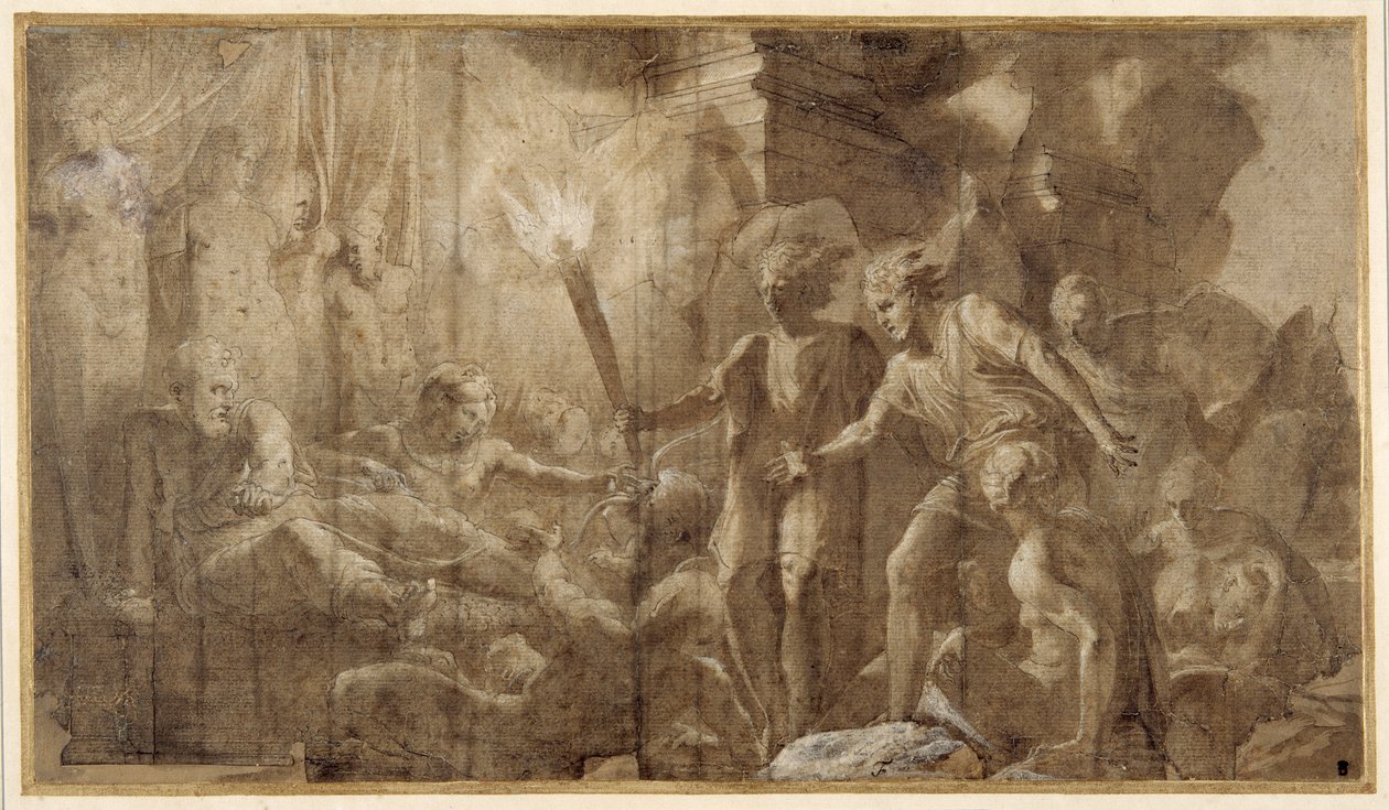 Hercules ligger bredvid Omphale av Francesco Primaticcio