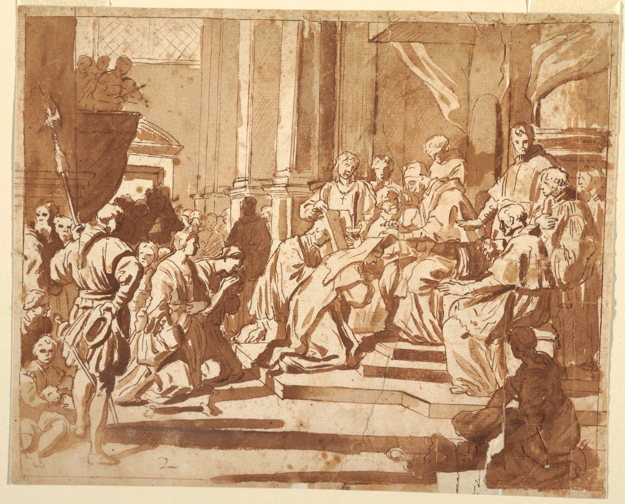 Clement XI utövar sin brorsdotter som nunna av Francesco Solimena
