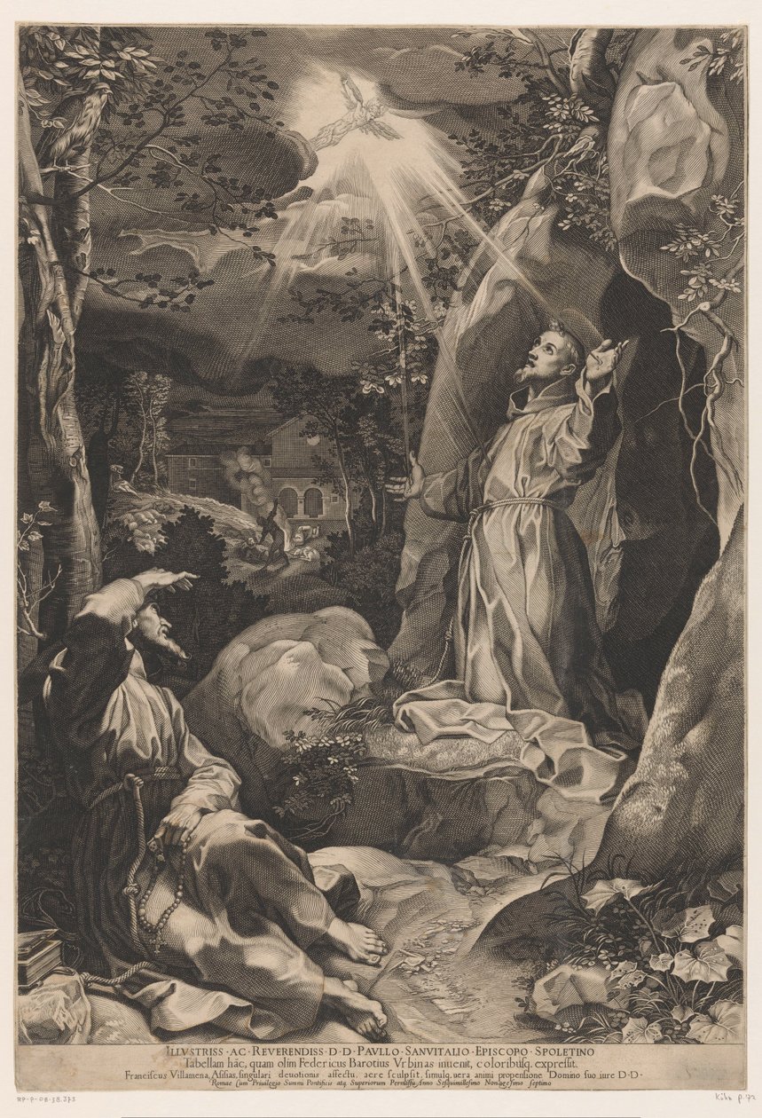 Saint Francis får stigmata av Francesco Villamena