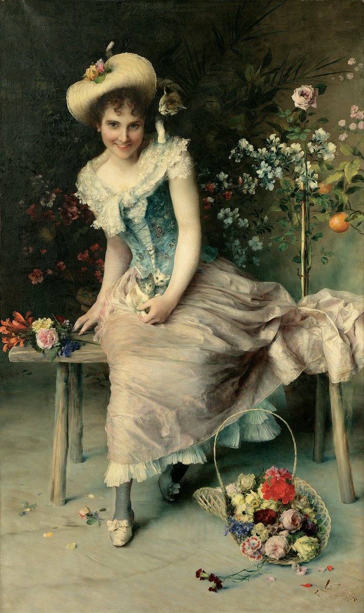 Skönhet på en trädgårdsbänk, 1897 av Francesco Vinea