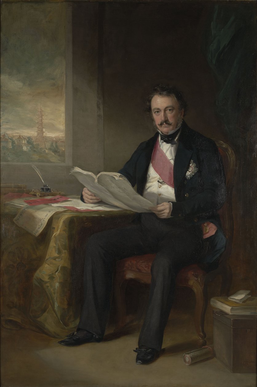 Porträtt av Sir Henry Pottinger, 1st Baronet, guvernör i Hongkong (1789-1856) av Francis Grant