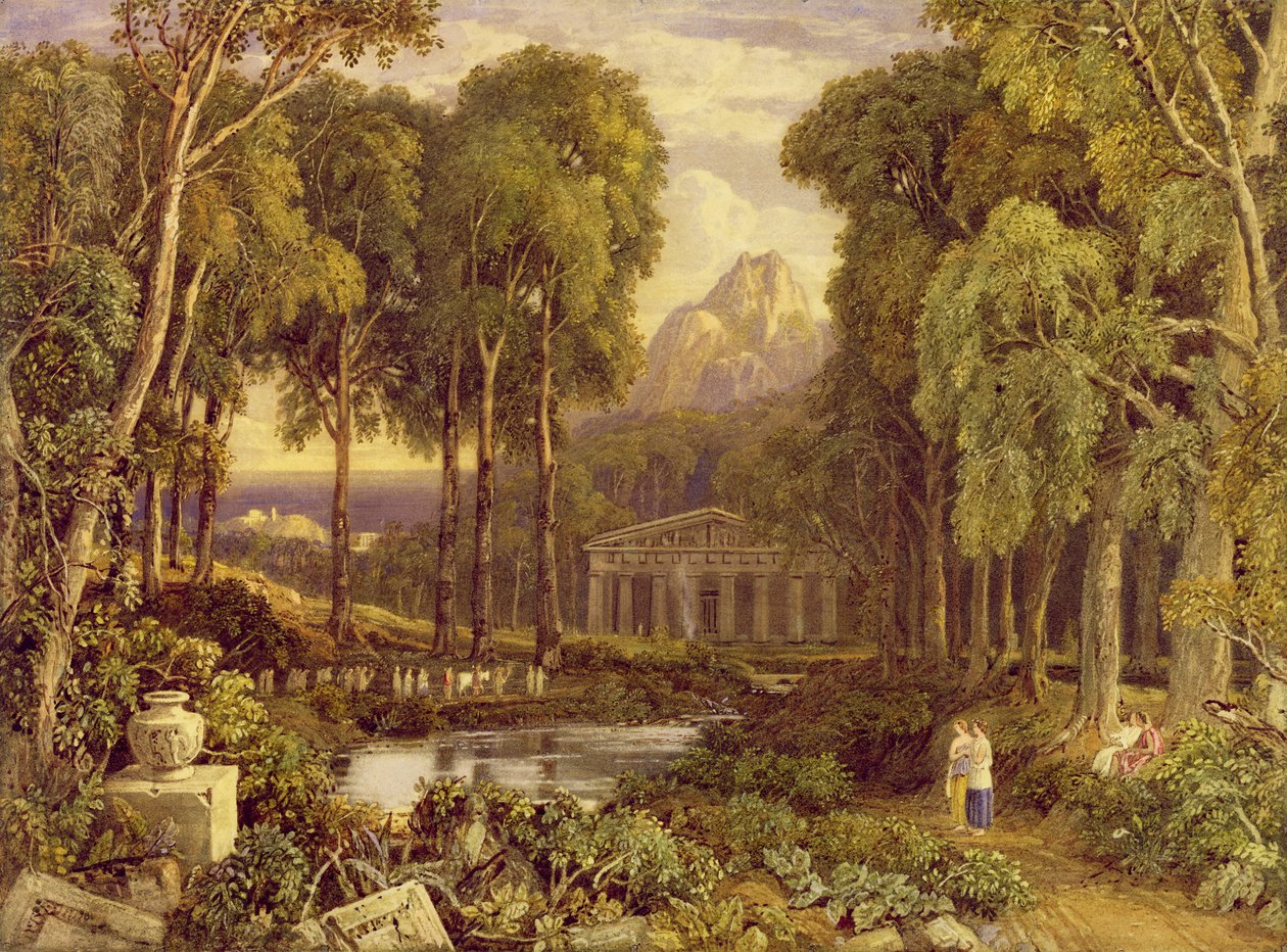 Religiös ceremoni i antikens Grekland (wc und gouache på papper) av Francis Oliver Finch