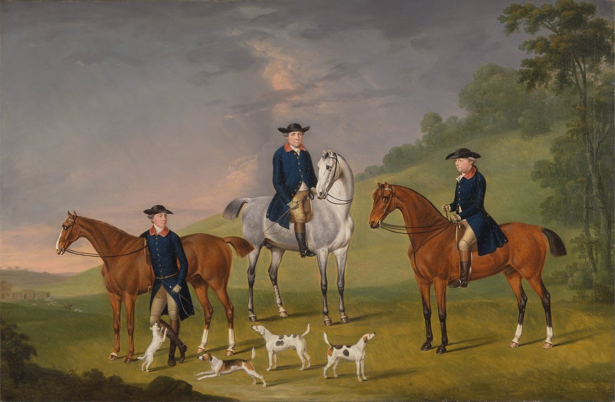 John Corbet, Sir Robert Leighton och John Kynaston med sina hästar och hundar av J. Francis Sartorius