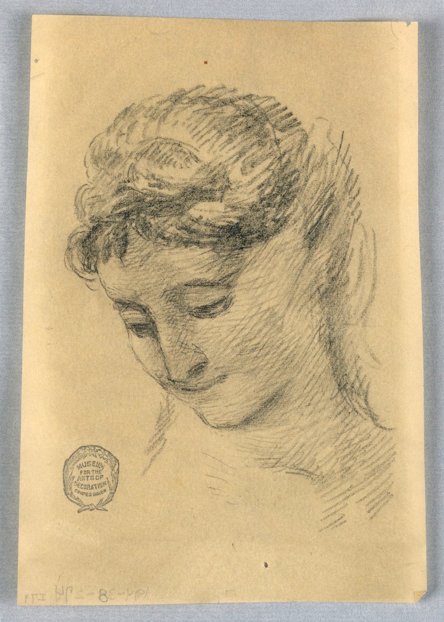 Skiss av en kvinnas huvud av Francis Augustus Lathrop