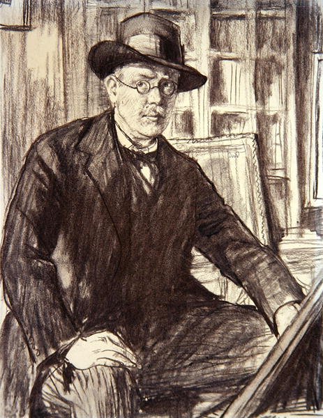 Självporträtt (kol på papper) av Francis Dodd