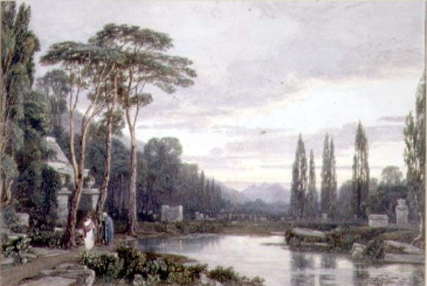 Kväll: en kyrkogård (wc) av Francis Oliver Finch