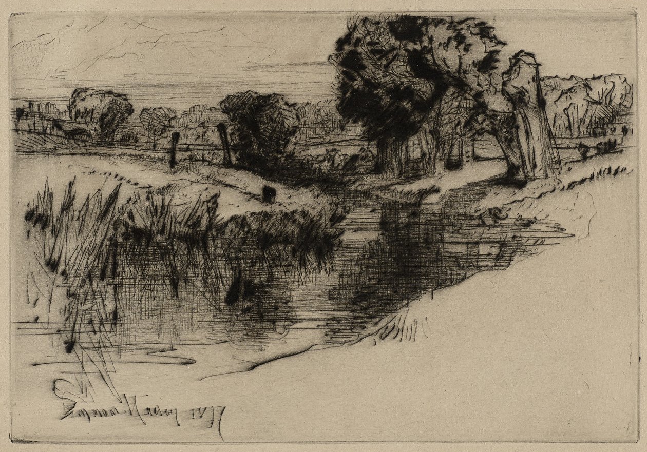 A Backwater, 1877 (torrnål) av Francis Seymour Haden
