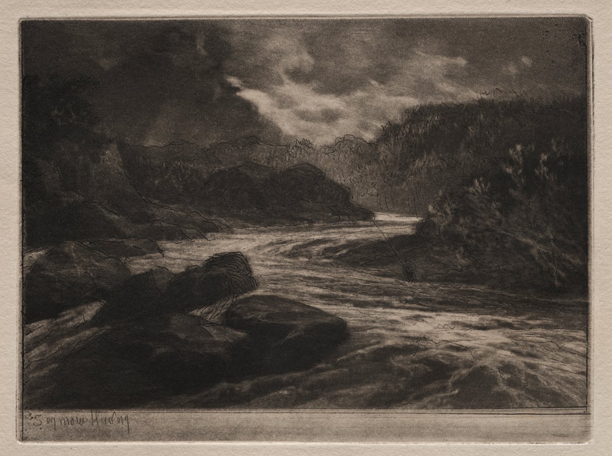 En laxflod av Francis Seymour Haden