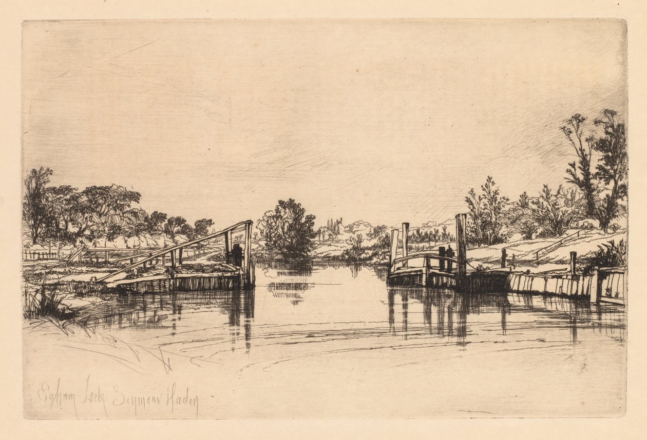 Egham Lock, 1859. av Francis Seymour Haden