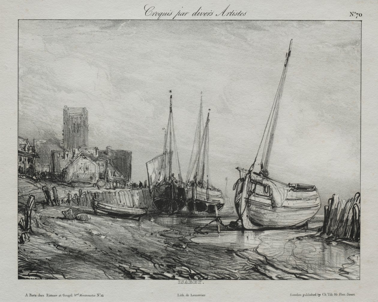 Fiskebåtar längs stranden av Francis Seymour Haden