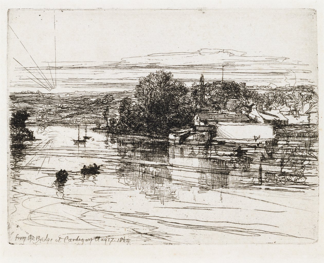 Från bron vid Cardigan av Francis Seymour Haden