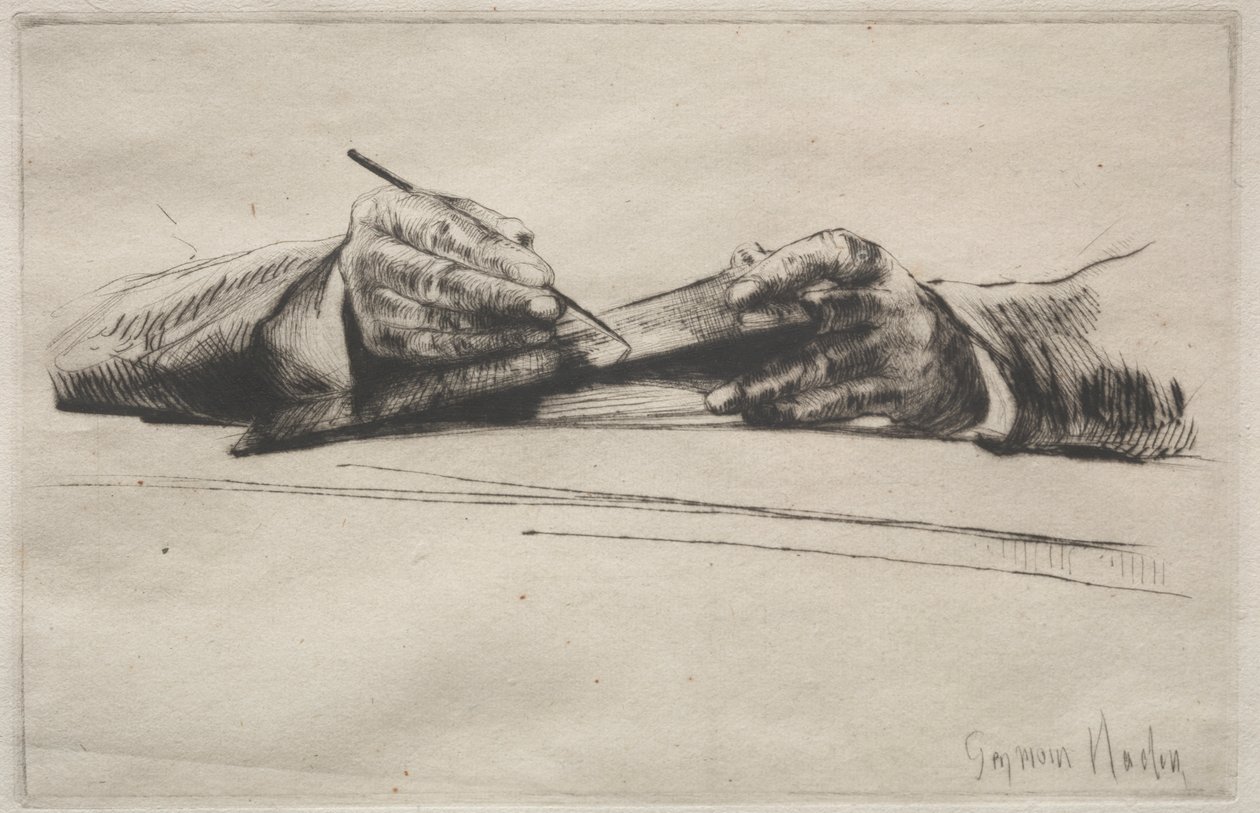 Händer Drypointing av Francis Seymour Haden