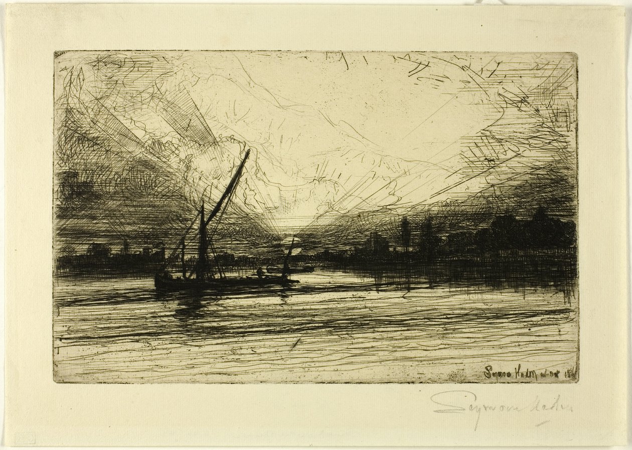 Solnedgång på Themsen av Francis Seymour Haden