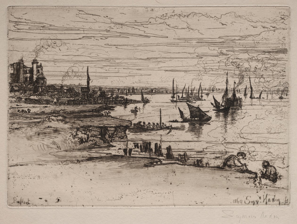 The Inn, Purfleet, 1869. av Francis Seymour Haden