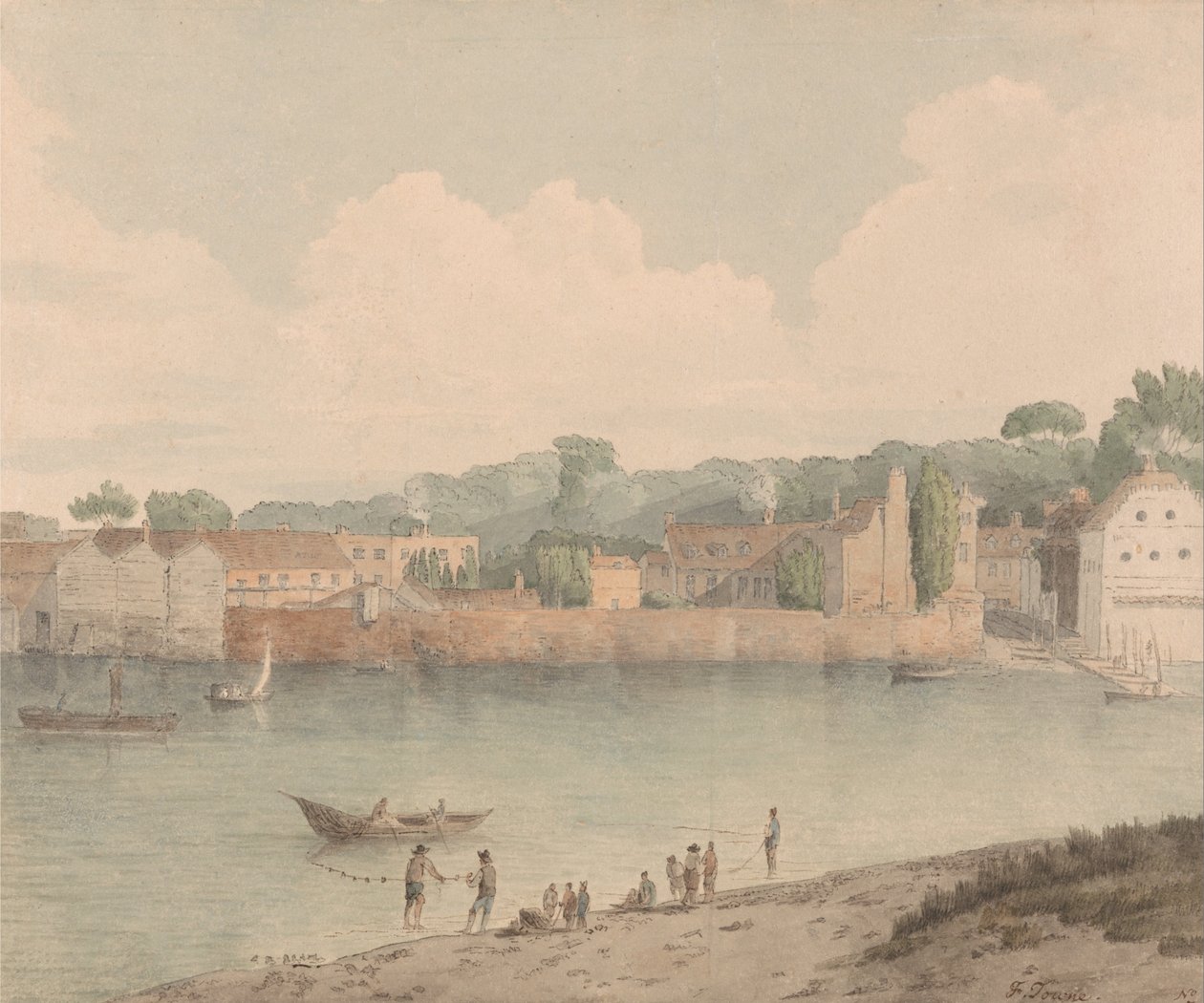 Vauxhalls trappor, från Millbank, 5 juli 1797 av Francis Towne