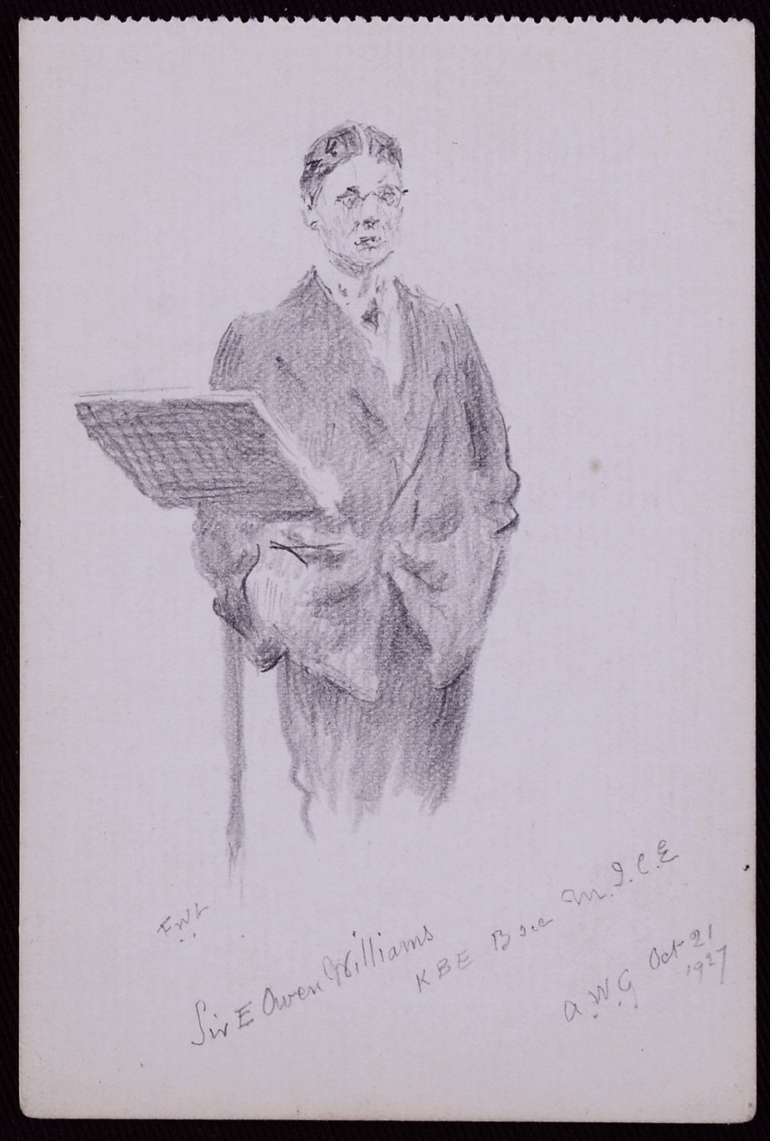 Porträtt av Sir Owen Williams av Francis Wilfred Lawson