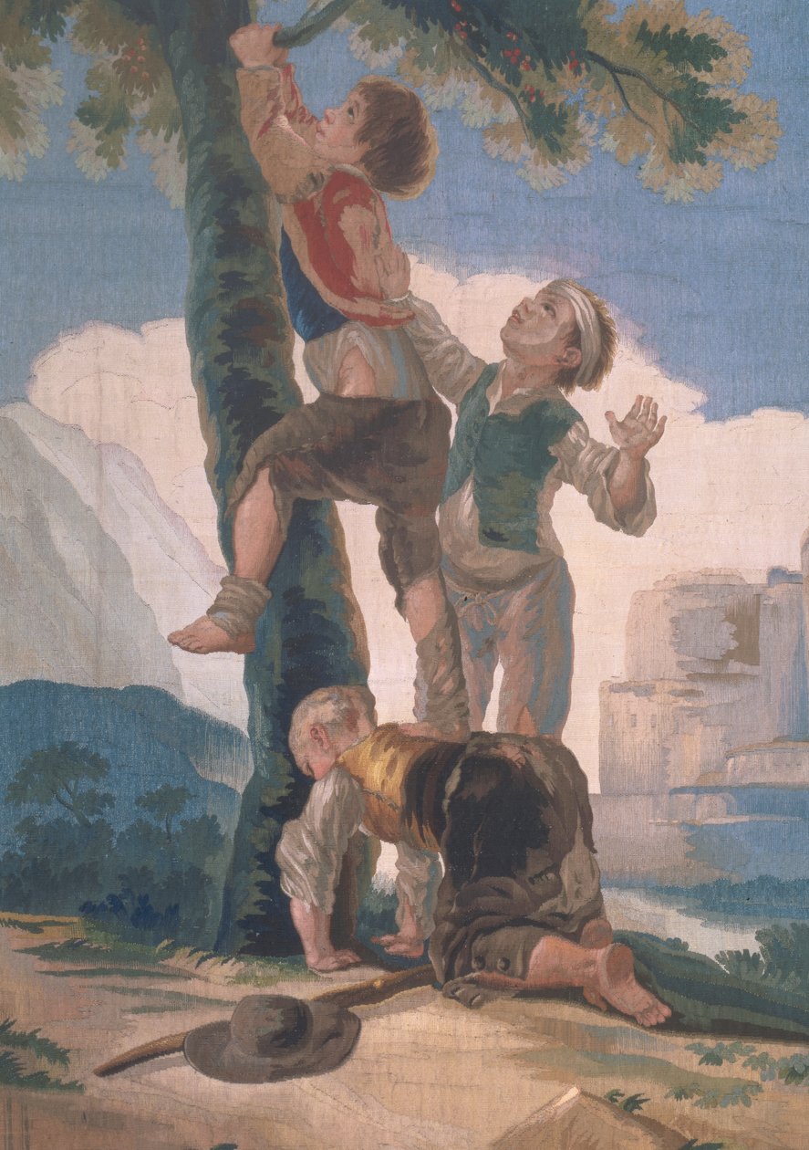 Pojkar som klättrar i ett träd (gobeläng) av Francisco de Goya