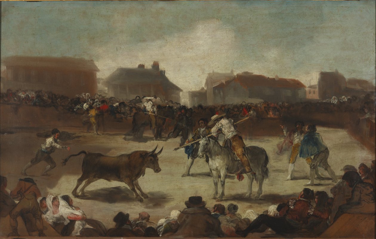 Tjurfäktning i en by av Francisco de Goya