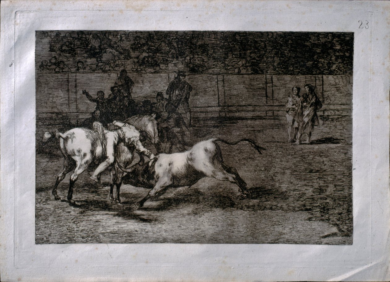 Mariano Ceballos, called el Indio, kills the bull from horseback av Francisco de Goya