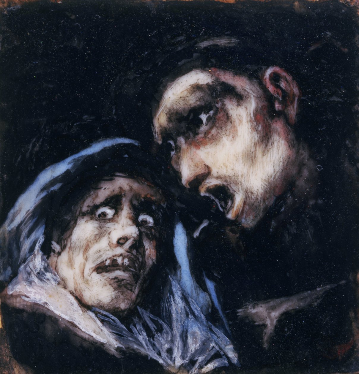 Monk Talking to an Old Woman av Francisco de Goya