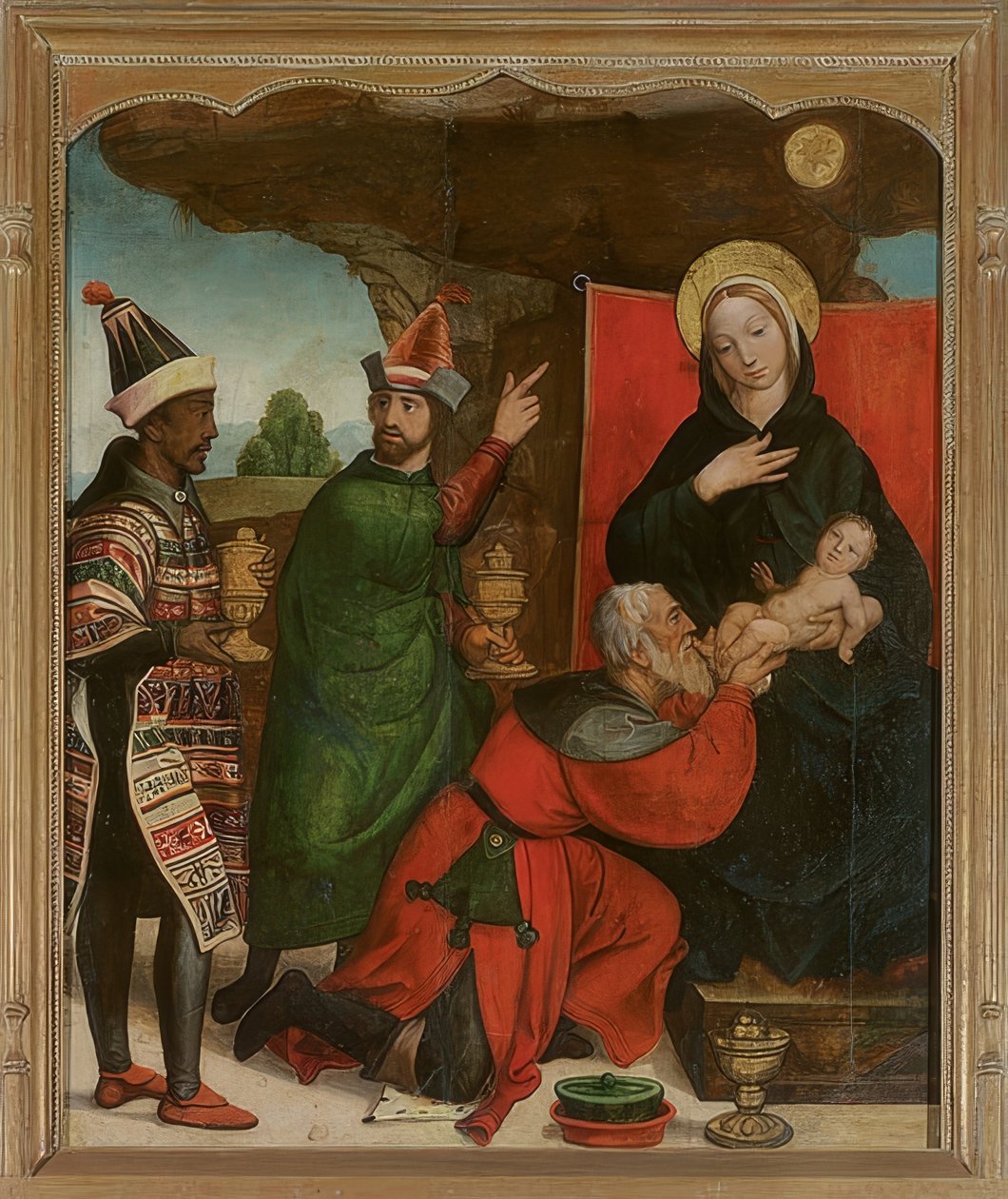 Tillbedjan av Magi av Francisco de Comontes