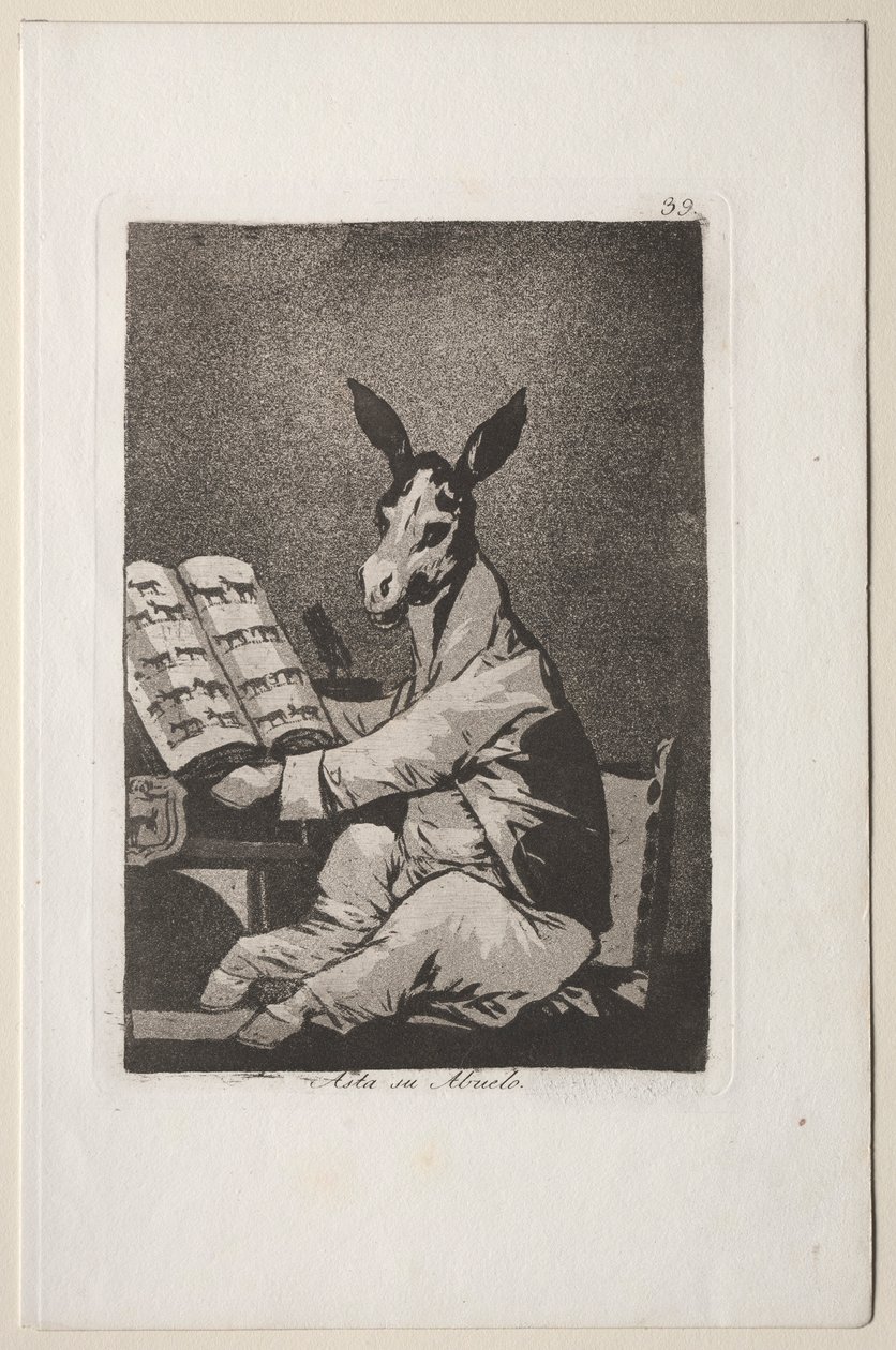 Caprichos: Och det var hans farfar också.. av Francisco de Goya