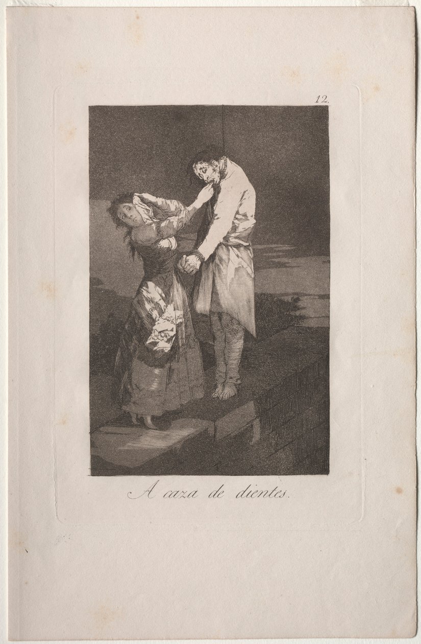 Caprichos: Ut på jakt efter tänder. av Francisco de Goya