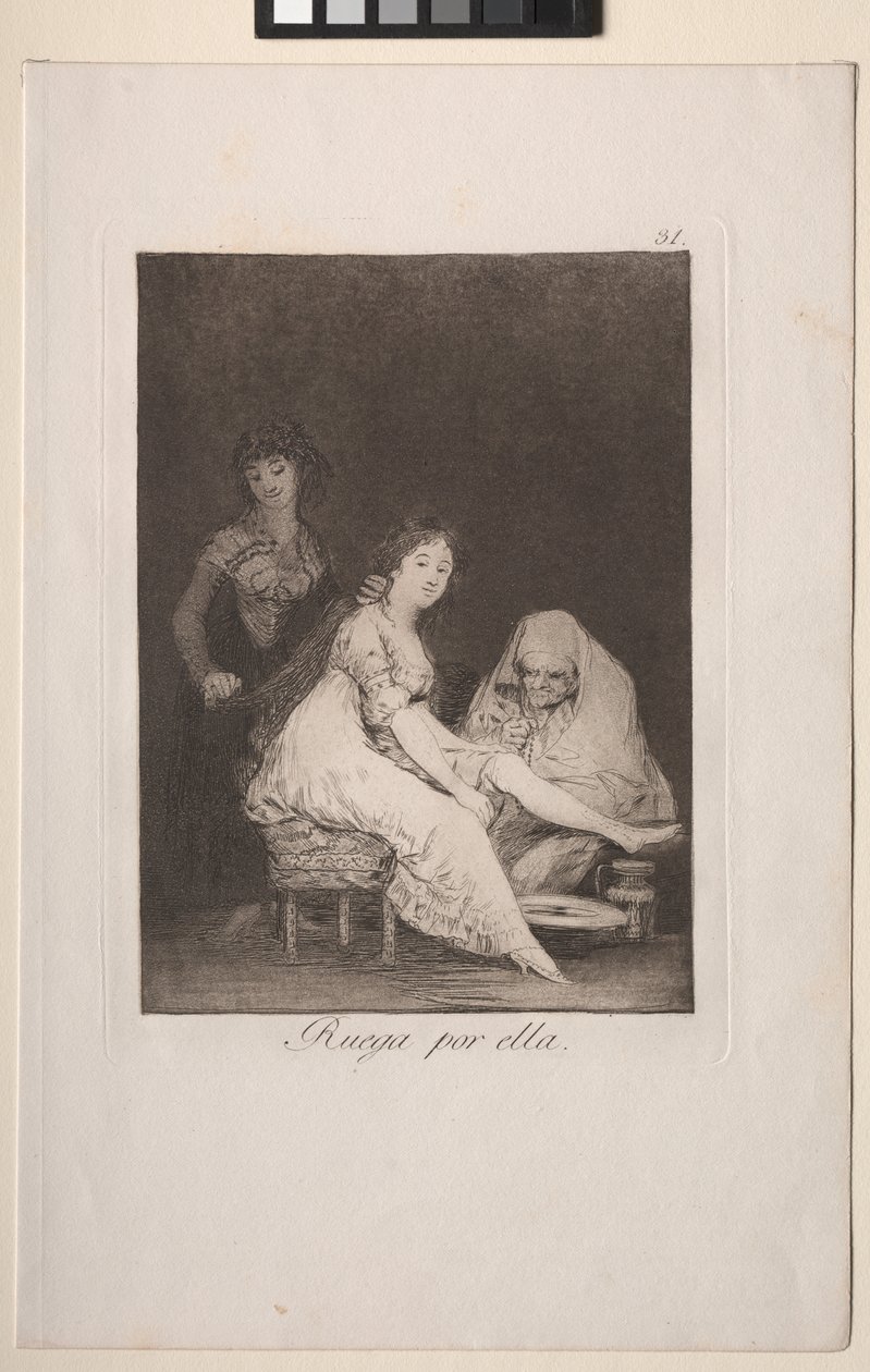 Caprichos: Hon ber för henne av Francisco de Goya