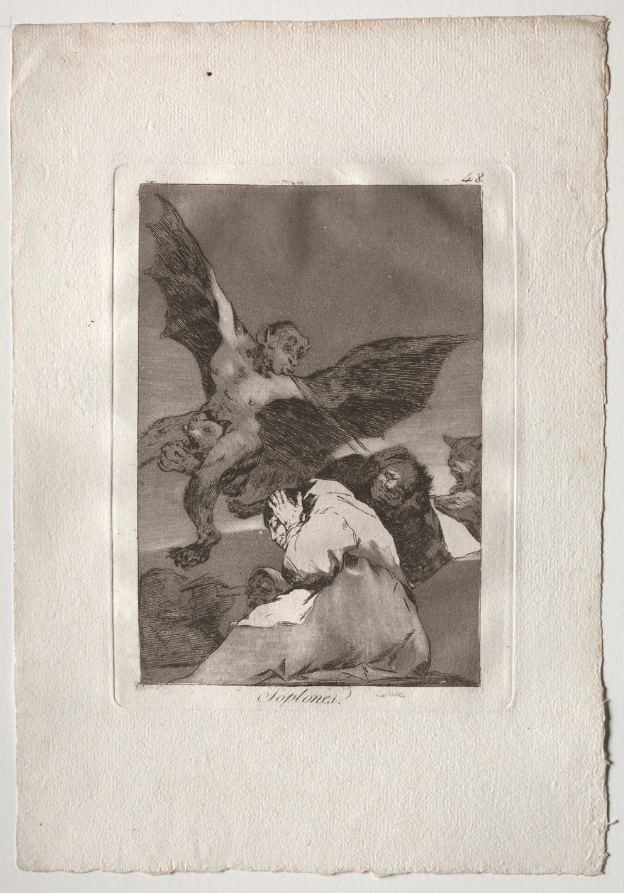 Ochenta Caprichos: Tale-Bearers-Blasts of Wind, 1793-1798. av Francisco de Goya