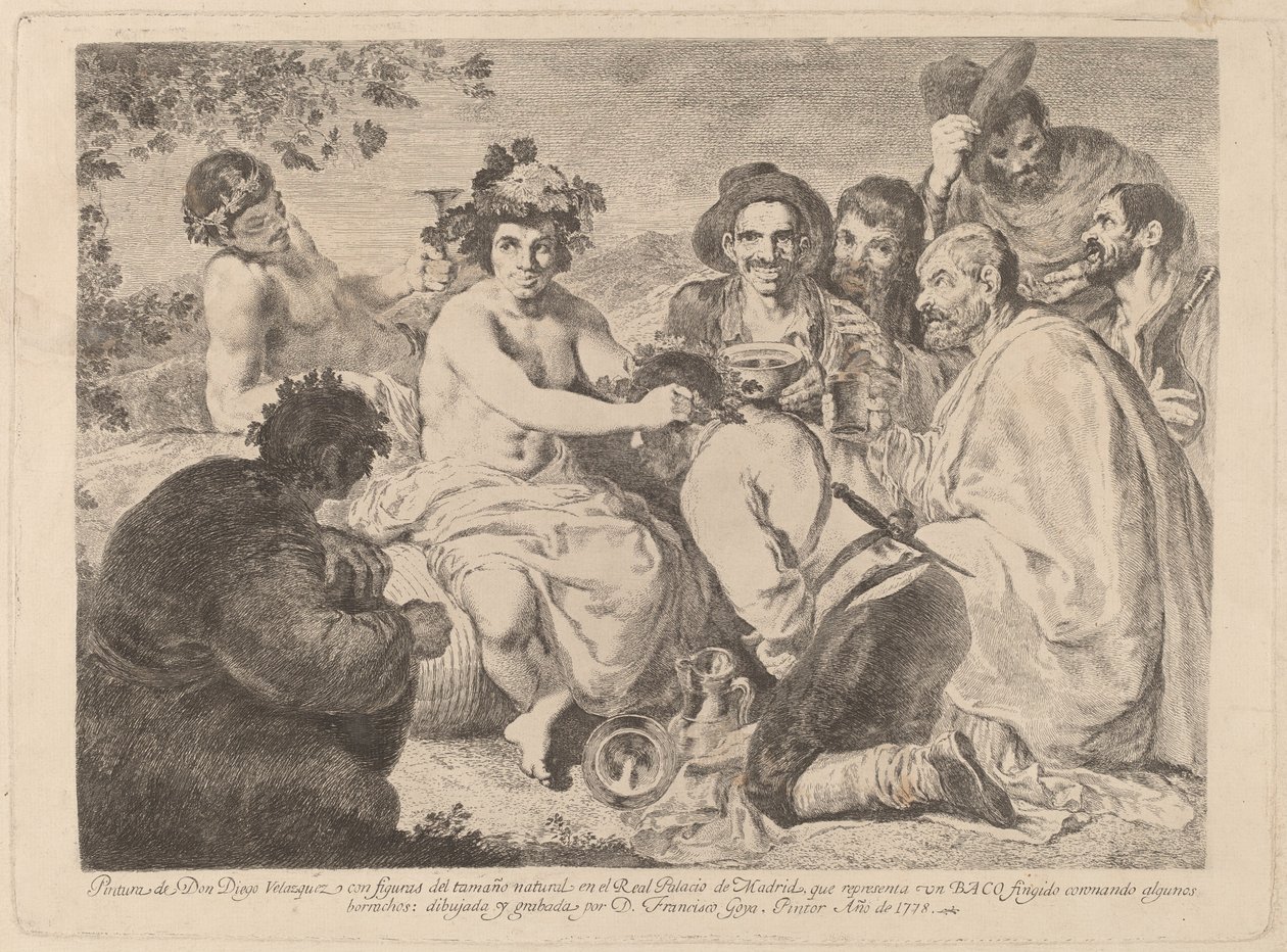 Bussar (Bacchus) av Francisco de Goya after Diego Velázquez