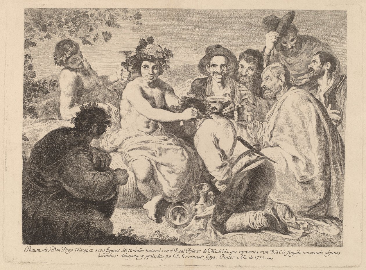 Bussar (Bacchus) av Francisco de Goya after Diego Velázquez