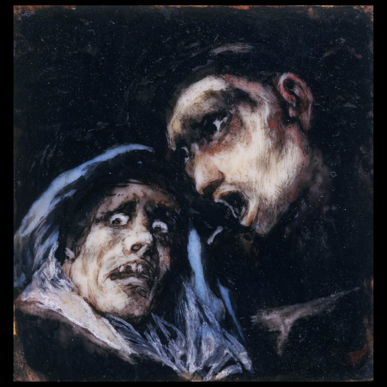 Munken pratar med en gammal kvinna av Francisco de Goya