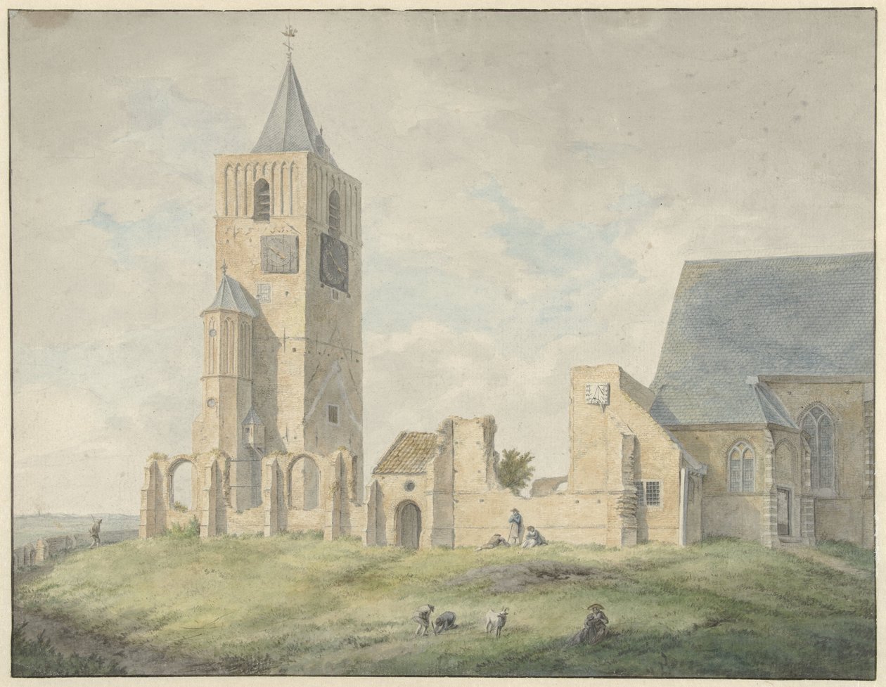 Ruinerna av kyrkan i Warmond av Franciscus Andreas Milatz