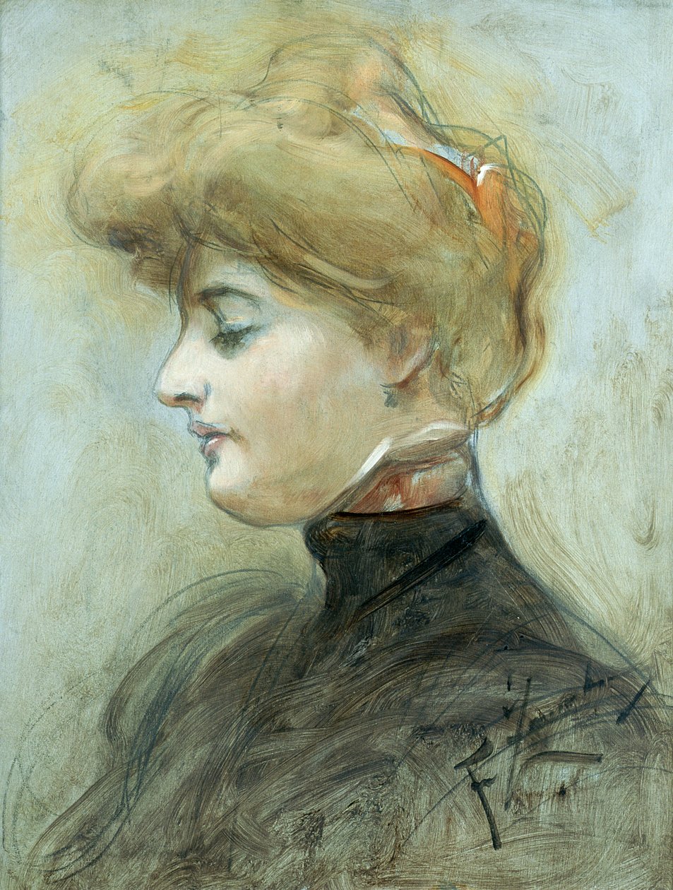 Chef för en blond kvinna, ca 1895 av Franciszek Zmurko