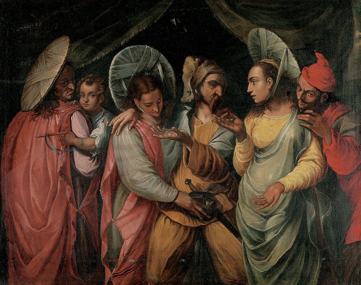 En scen från Commedia dell"Arte av Franco Flemish School