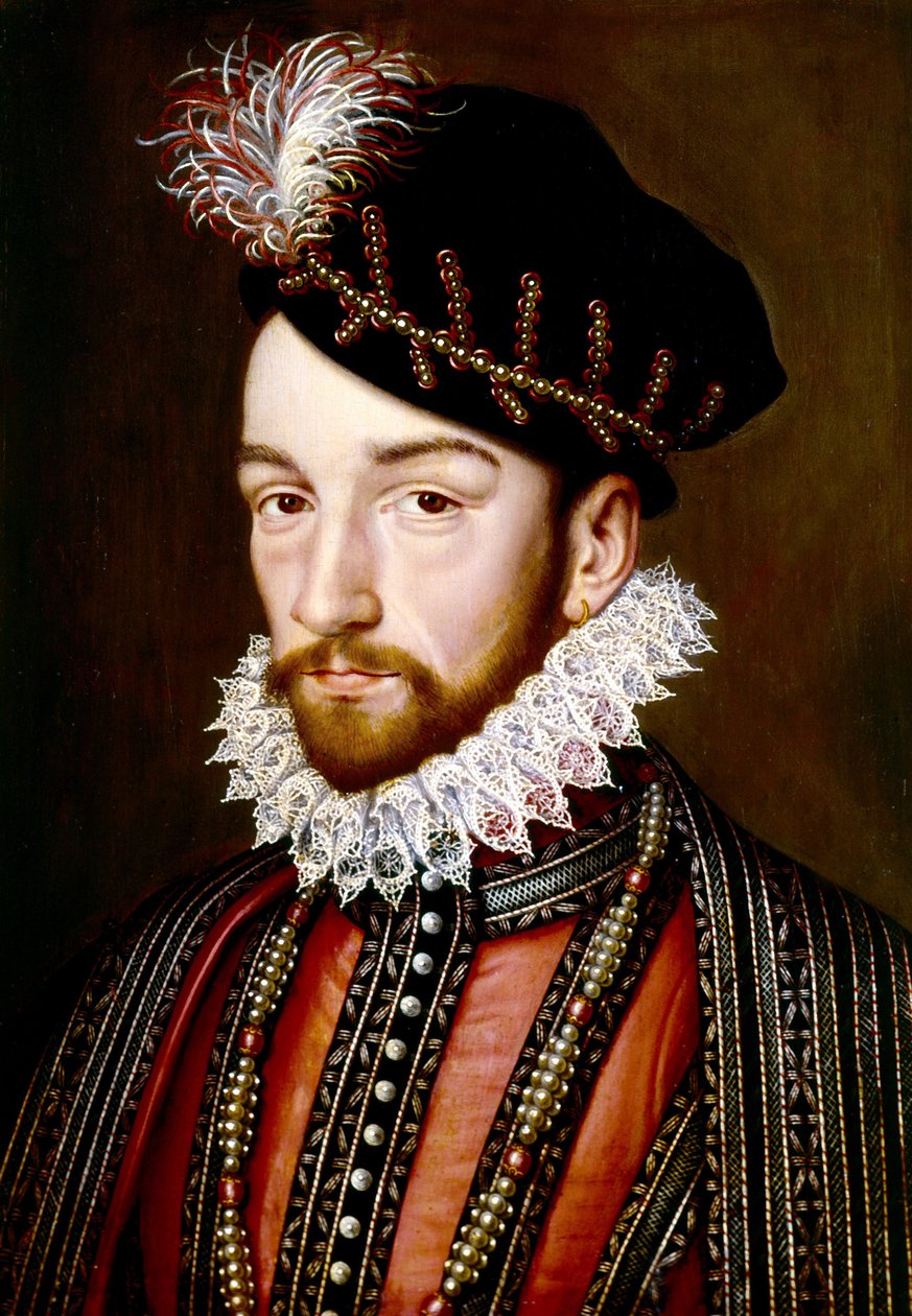 Charles IX olja på panel av François Clouet