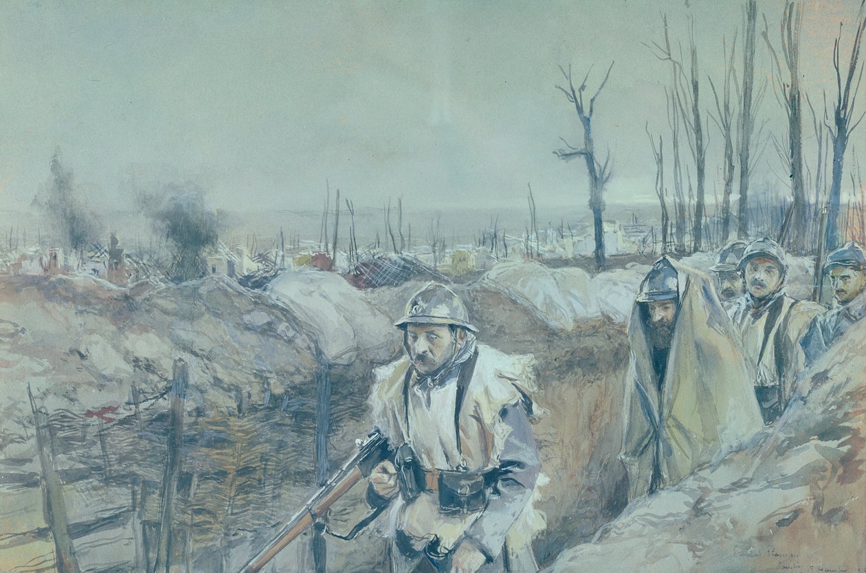 Ett skyttegrav i Artois, 1915-16 av Francois Flameng