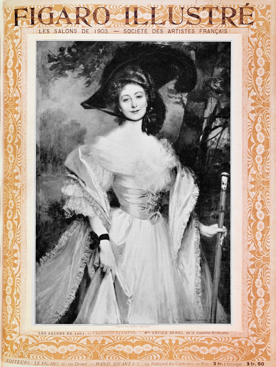 Cecile Sorel (1873-1966) på framsidan av Figaro Illustre, juni 1903. av Francois Flameng