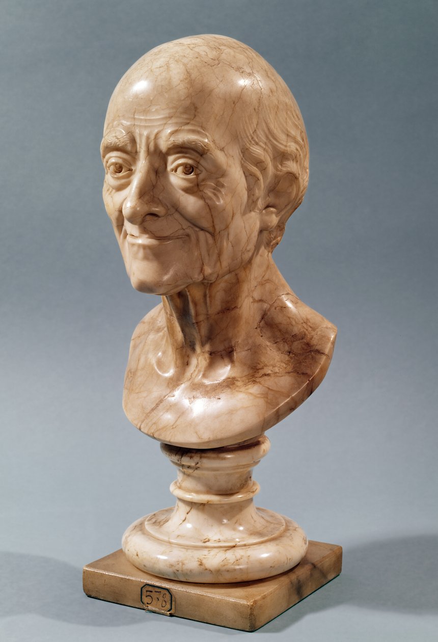 Byst av Voltaire (1694-1778) (marmor) av Francois Marie Rosset