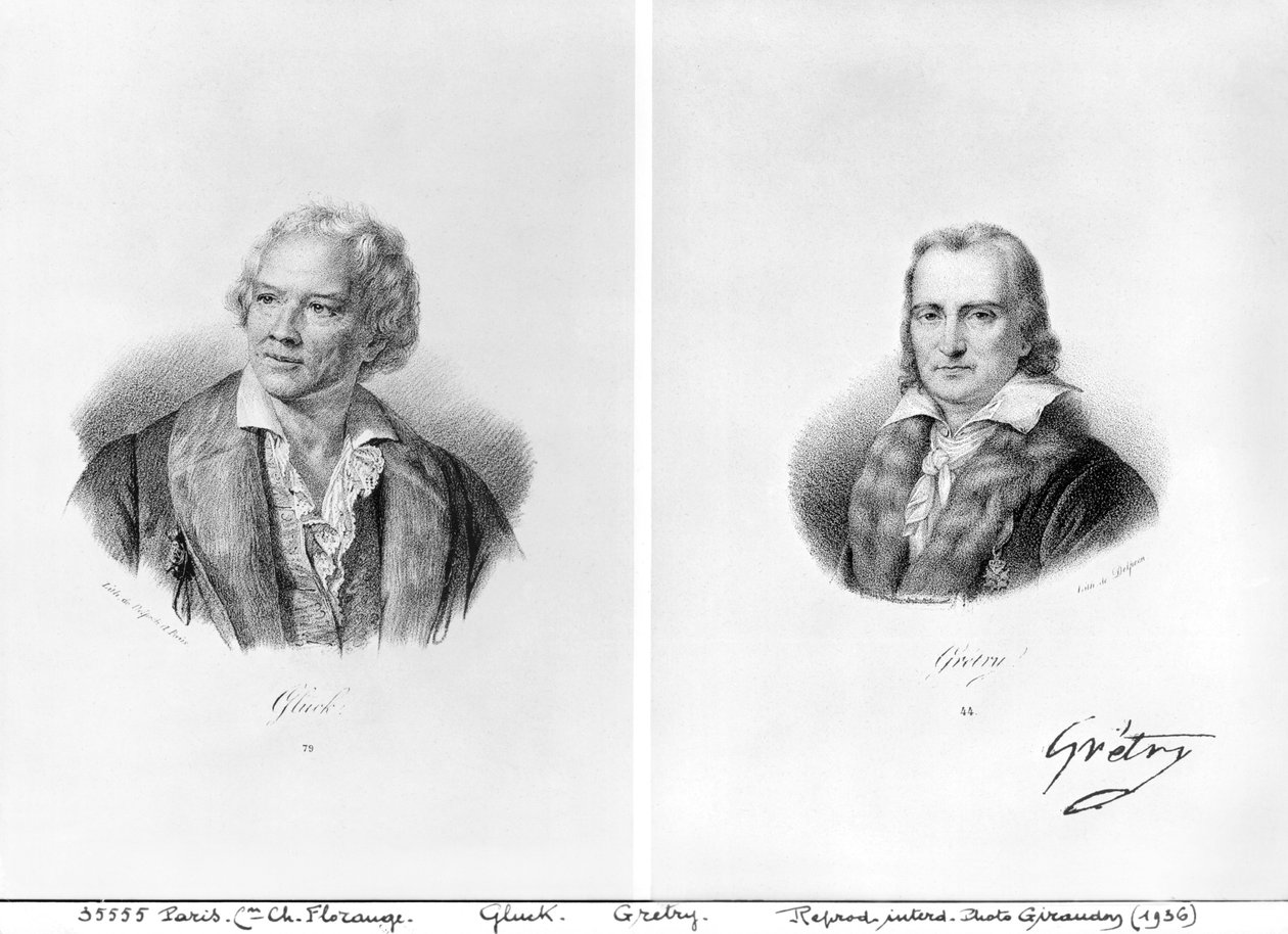Christoph Willibald von Gluck (1714-87) och Andre Ernest Modeste Gretry (1741-1813) av Francois Seraphin Delpech