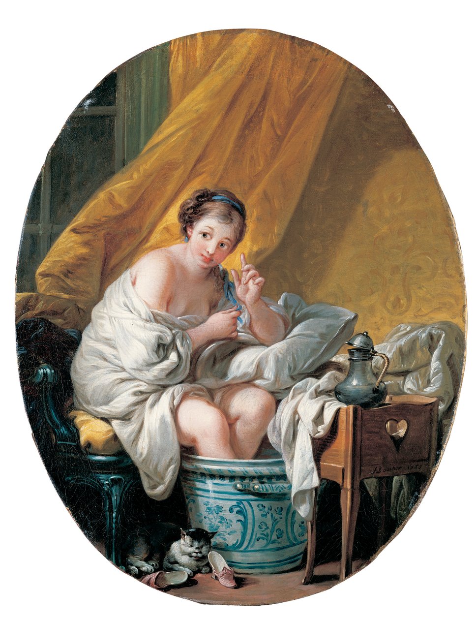 En ung kvinna som tar ett fotbad av François Boucher