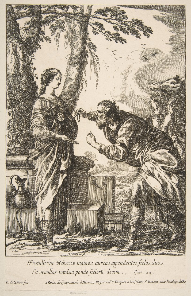 Rebecca och Eliezer. av Francois Chauveau