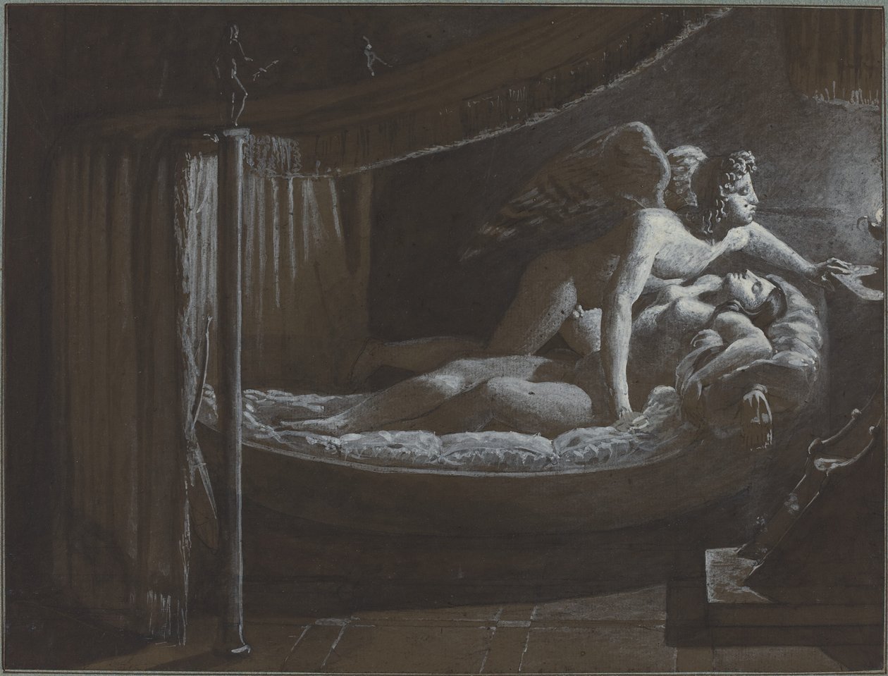 Amor med psyke som släcker lampan av Francois Edouard Picot