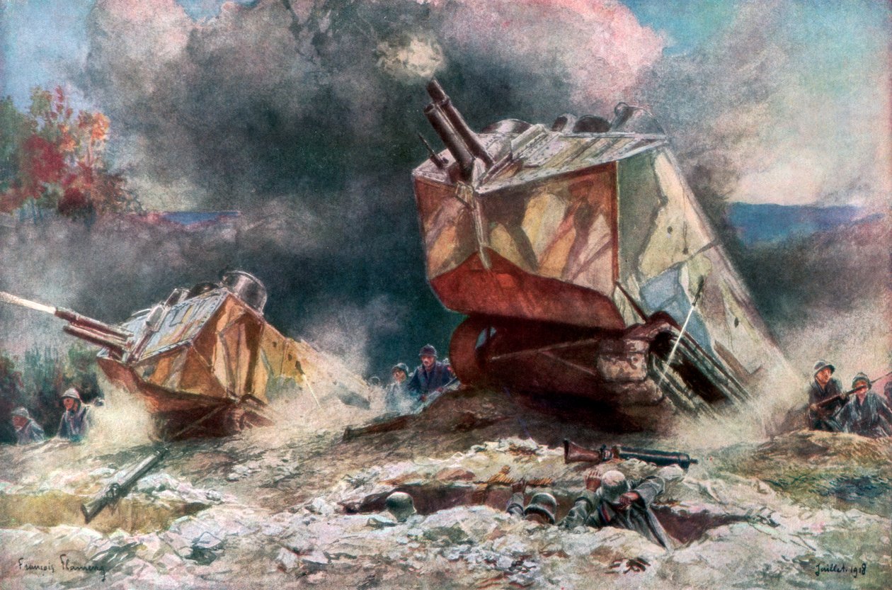 French Tank Assault, juli 1918, 1926 av Francois Flameng