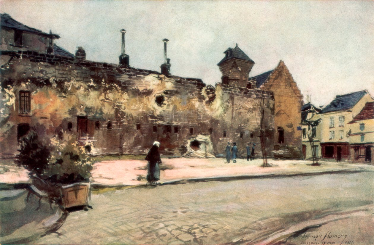 Kasernen i Soissons, Frankrike, 1915, 1926. av Francois Flameng