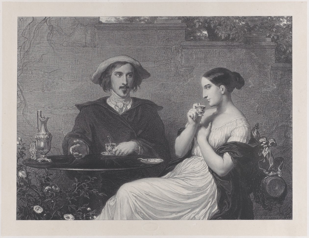 Caféet, 1840. av Francois Joseph Aime de Lemud