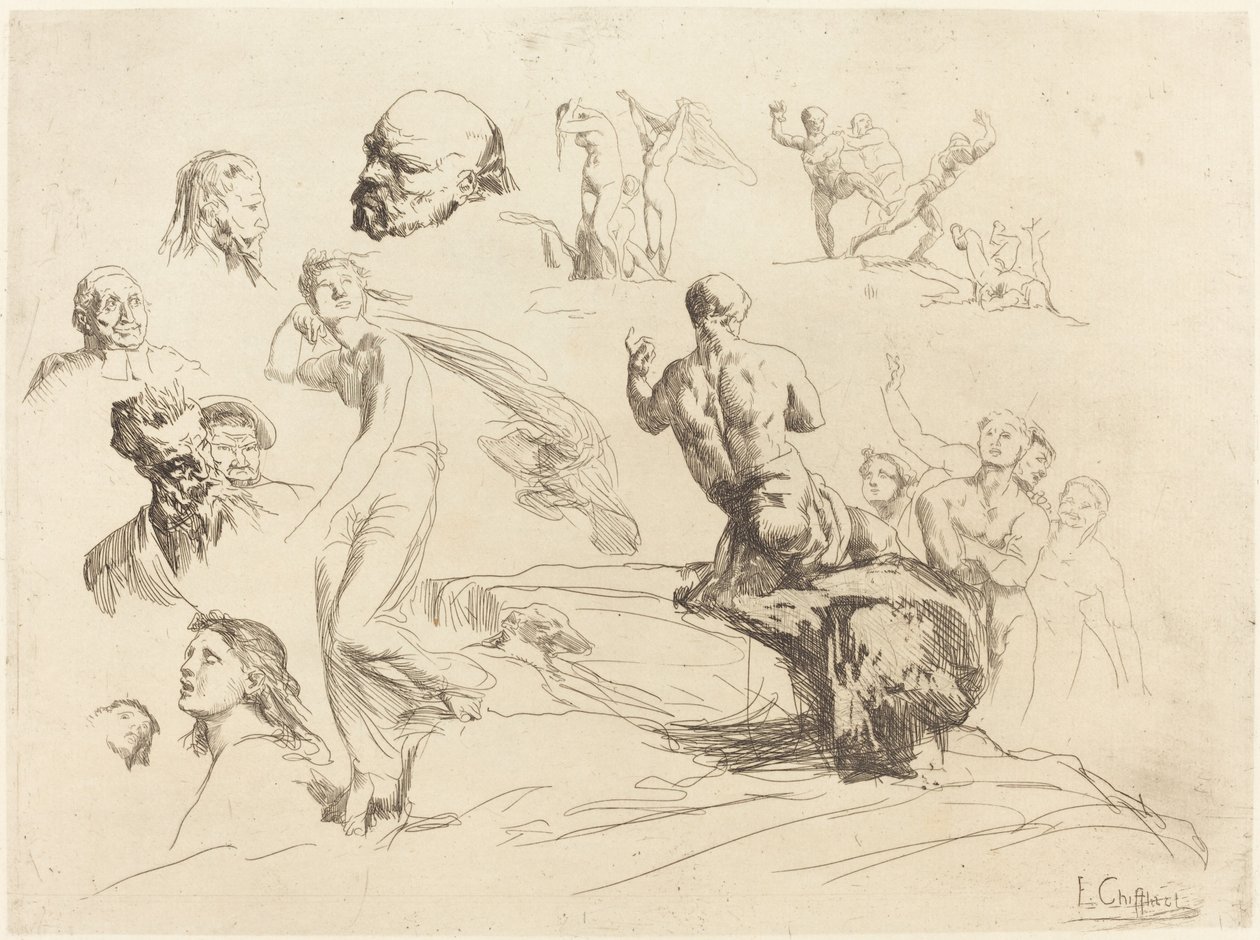Skissblad av Francois Nicolas Chifflart